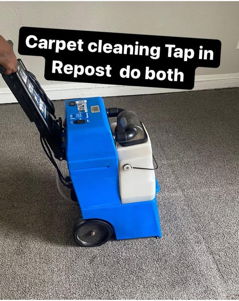 A skilled technician using a high-powered carpet cleaner in a spacious, well-lit home office. The composition centers on the carpet being expertly cleaned, with the cleaning machine in motion, leaving a visible clean trail. Soft diffused lighting enhances the textures of the rich, plush carpet, showcasing its vibrant hues. The camera captures a close-up view, emphasizing the fibers being treated and the water mist rising from the cleaner. Background elements include a sleek desk with modern decor and sunlight streaming through a nearby window, reflecting off the clean surfaces. The style references interior design photography, aiming for an ultra-detailed presentation in 8K resolution to highlight the transformation of the carpet.